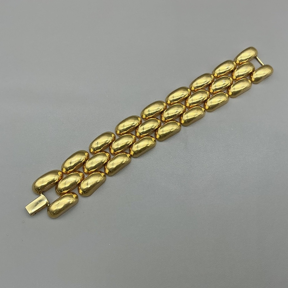 Napier Bracelet Gold Tone Wide Chunky Domed Link Chain Box Clasp Womens Jewelry